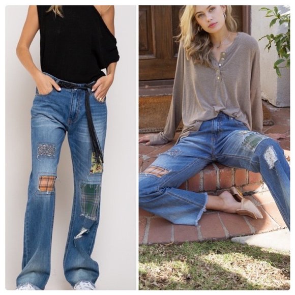 POL Patched Out Denim Boyfriend Jeans - Picture 7 of 11